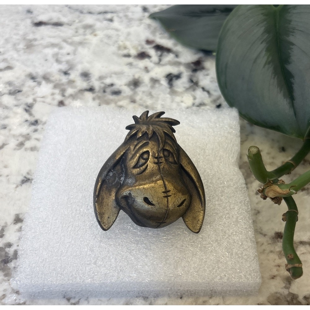 (1) VTG Patina Brass Metal Disney Cabinet Drawer Pull Eeyore Disneyana Hardware